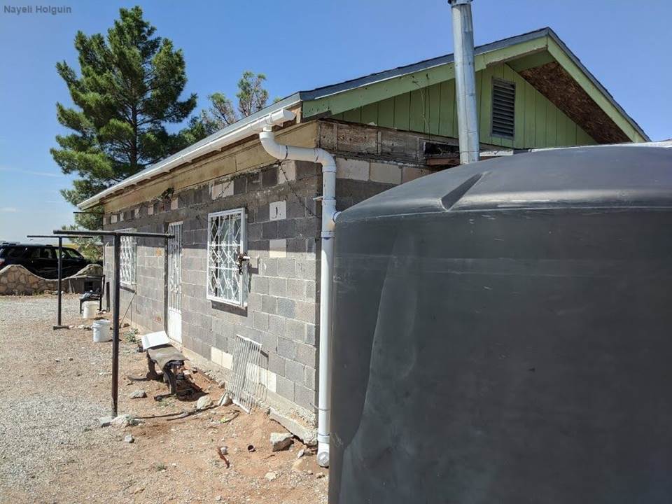 A tank for a rainwater harvesting system in a colonia in El Paso County, Texas.